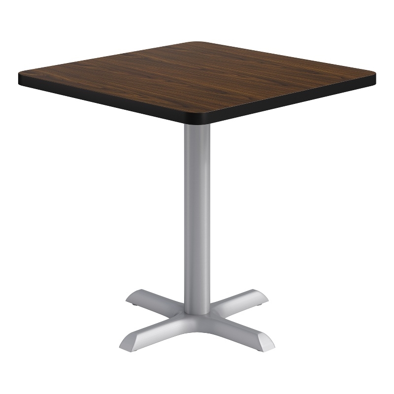 KFI Studios 30in Square Dining Table - 29in H - Walnut Top - Silver Base