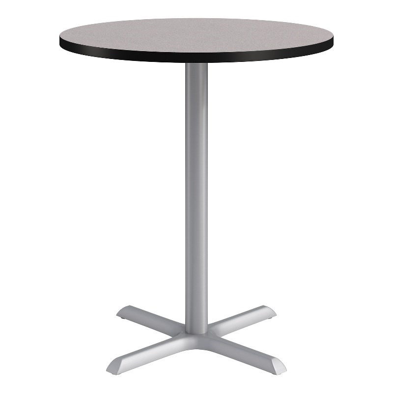 KFI Studios 36in Round Dining Table - 42in H - Gray Top - Silver Base