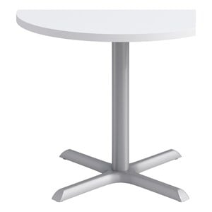 KFI Studios 36in Round Dining Table - White Top - Silver Base