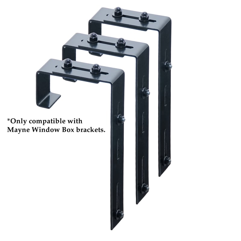 Mayne Adjustable Modern Metal Deck Rail Bracket in Black (Set of 3)
