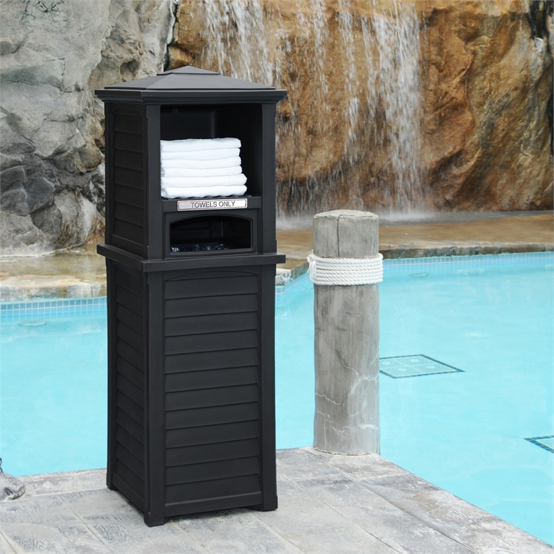 Mayne Lakeland Traditional Plastic Towel Valet Storage in Black