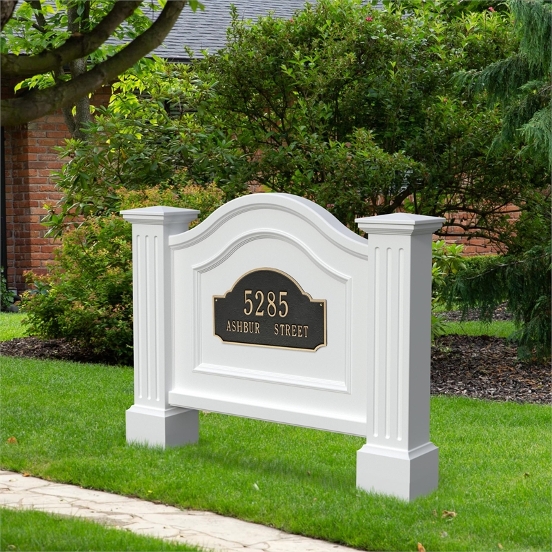 Mayne Nantucket Traditional Plastic Address Sign Post in White