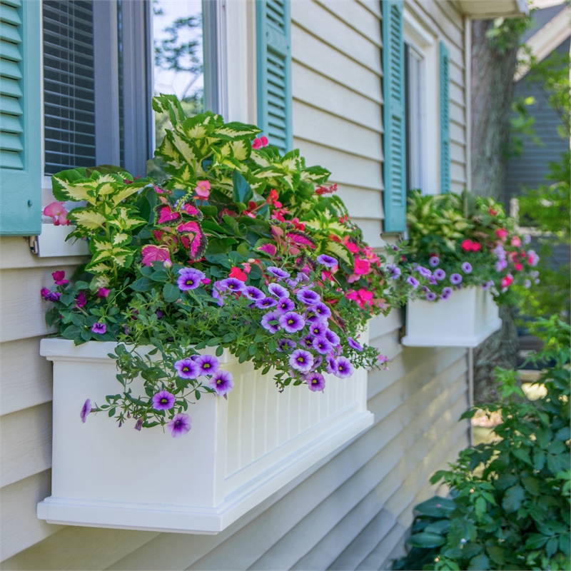 Mayne Cape Cod 4ft Weatherproof Coastal Plastic Window Box in White