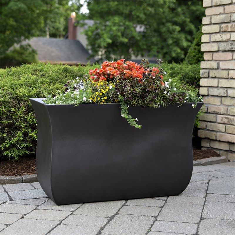 Mayne Valencia 36x16x22 Long Modern Plastic Planter in Espresso