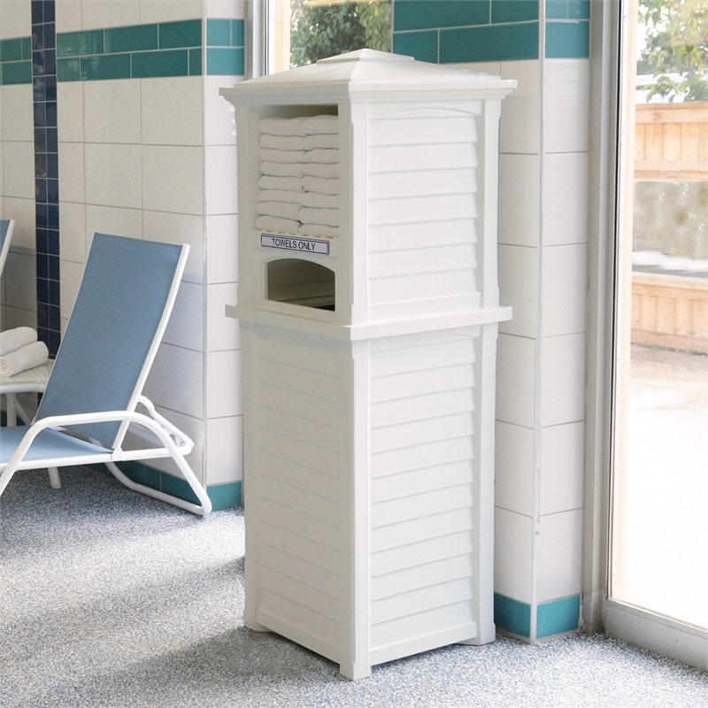 Mayne Lakeland Traditional Plastic Towel Valet Storage in White