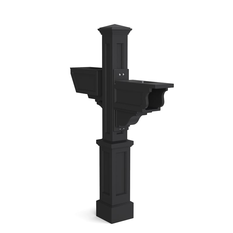Mayne Signature Plus Weatherproof Traditional Plastic Mail Post in Black