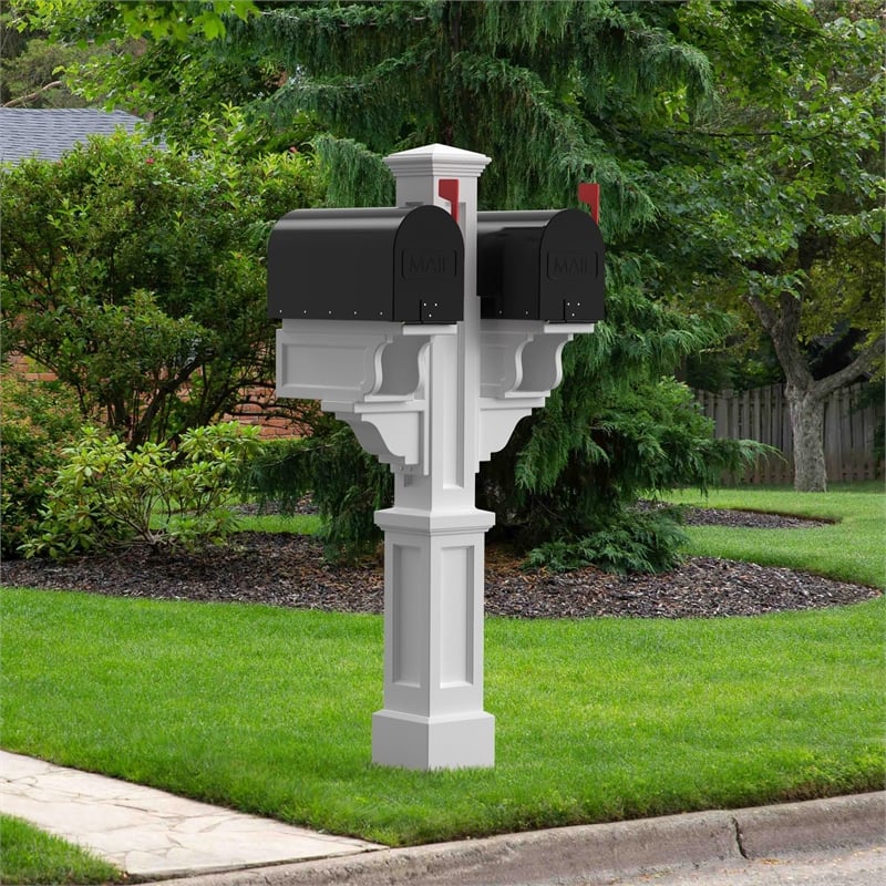 Mayne Rockport Double Traditional Plastic Mail Post in White