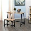 Calico Designs 2-Piece Metal Writing Desk and Bench with Pencil Drawer in Ash