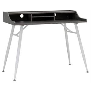Calico Designs Woodford 45&quotWood Writing Desk with Storage Hutch in White/Gray