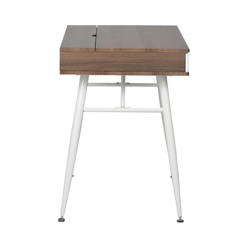 Calico Designs Alcove Wood Laptop Desk with Split Drawer in White/Chestnut