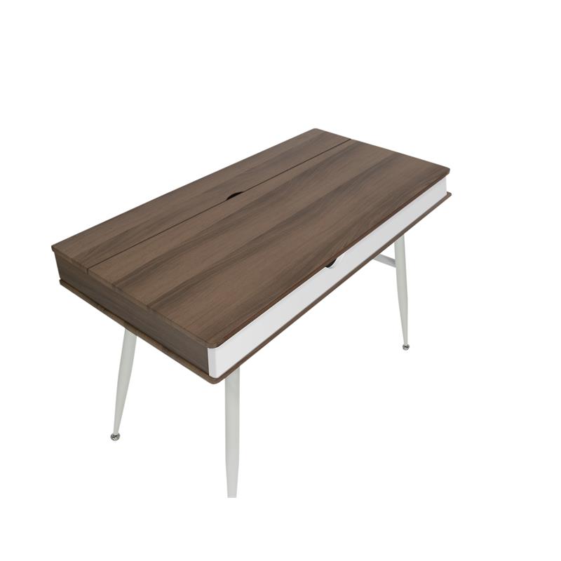 Calico Designs Alcove Wood Laptop Desk with Split Drawer in White/Chestnut