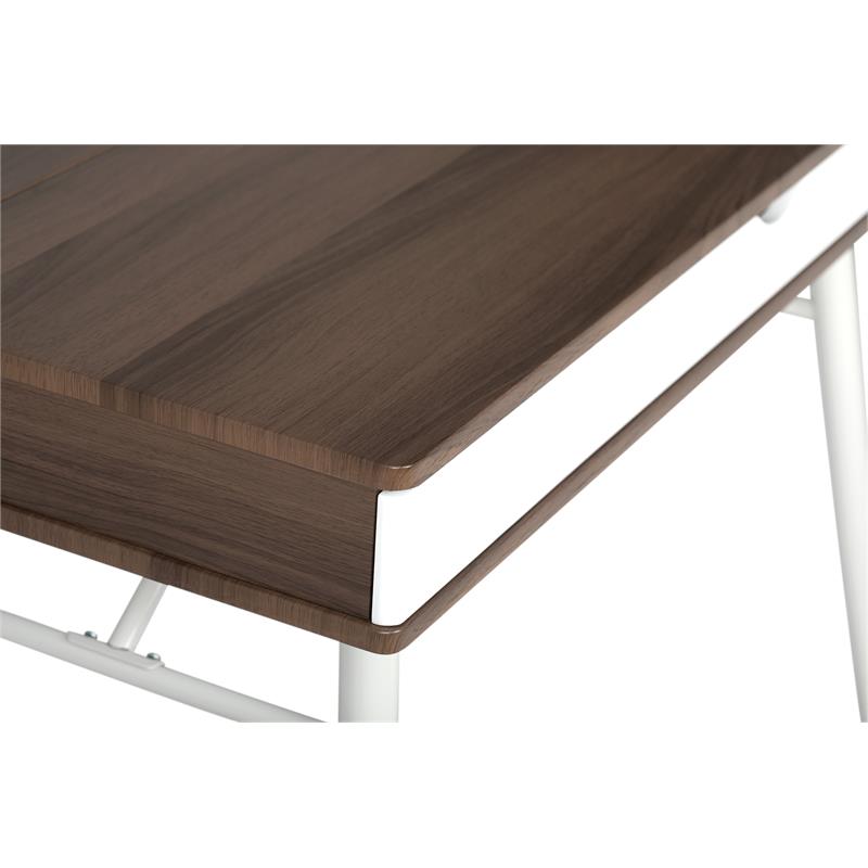 Calico Designs Alcove Wood Laptop Desk with Split Drawer in White/Chestnut