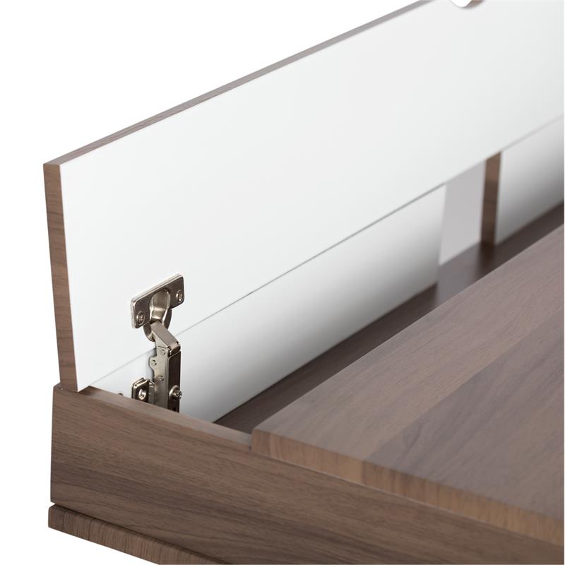 Calico Designs Alcove Wood Laptop Desk with Split Drawer in White/Chestnut