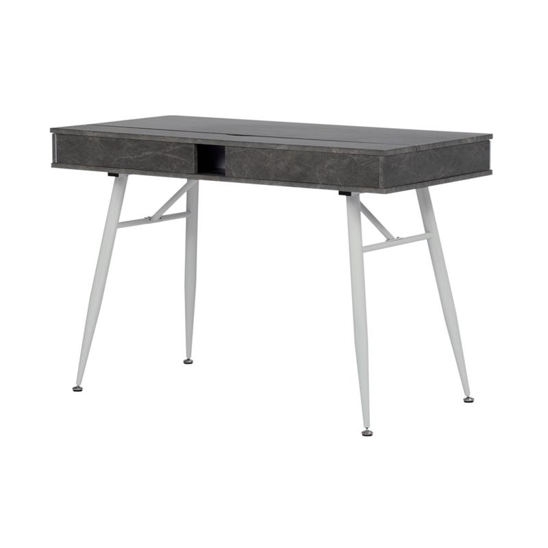 Calico Designs Alcove Wood Laptop Desk with Split Drawer in White/Cement Gray