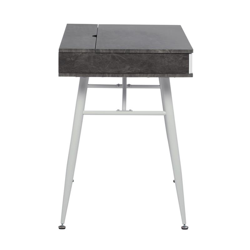 Calico Designs Alcove Wood Laptop Desk with Split Drawer in White/Cement Gray