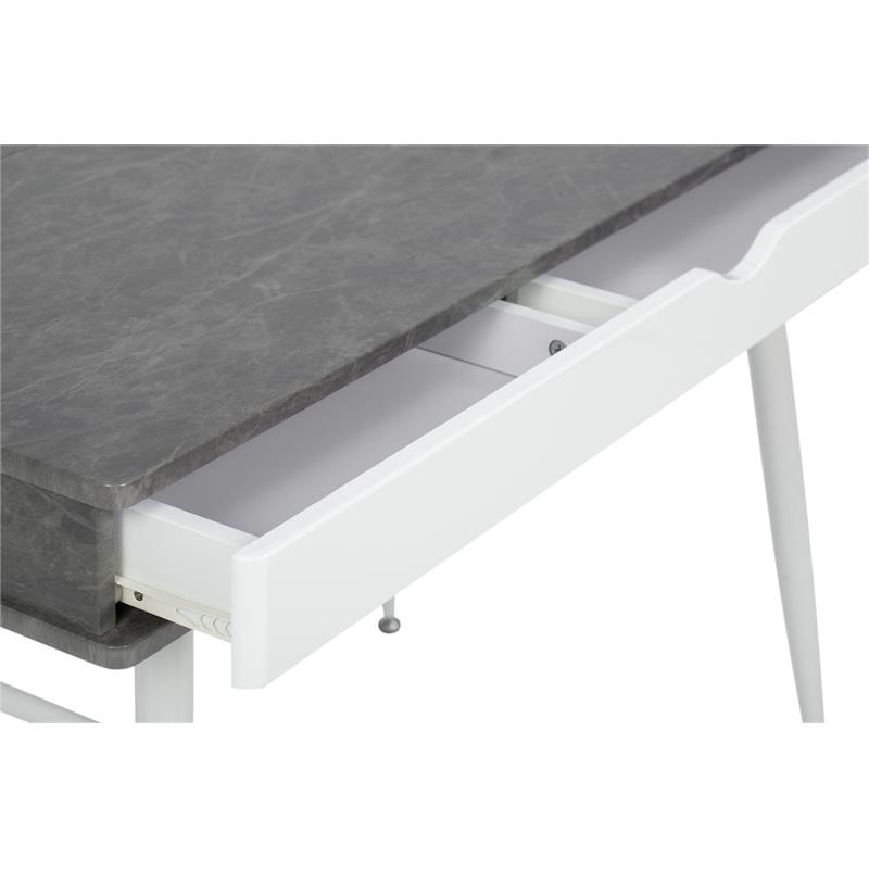 Calico Designs Alcove Wood Laptop Desk with Split Drawer in White/Cement Gray