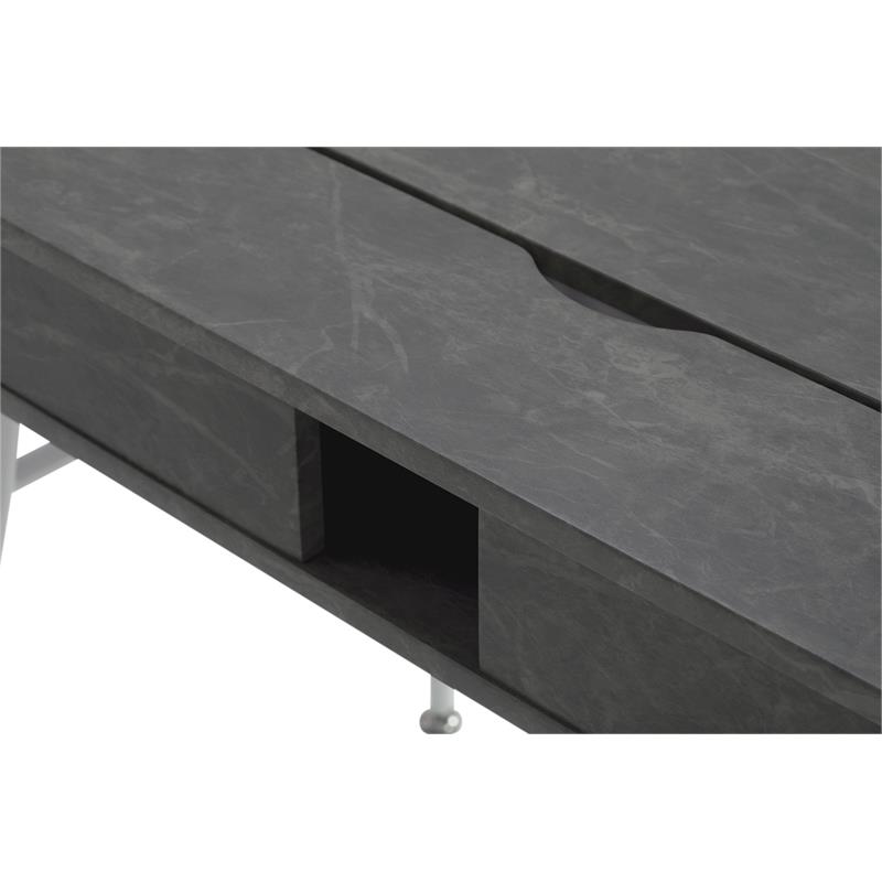 Calico Designs Alcove Wood Laptop Desk with Split Drawer in White/Cement Gray