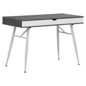 Calico Designs Alcove Wood Laptop Desk with Split Drawer in White/Cement Gray