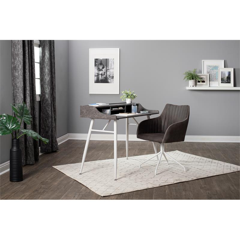 Calico Designs Adelaide Stainless Steel Swivel Accent Chair in White/Dark Gray