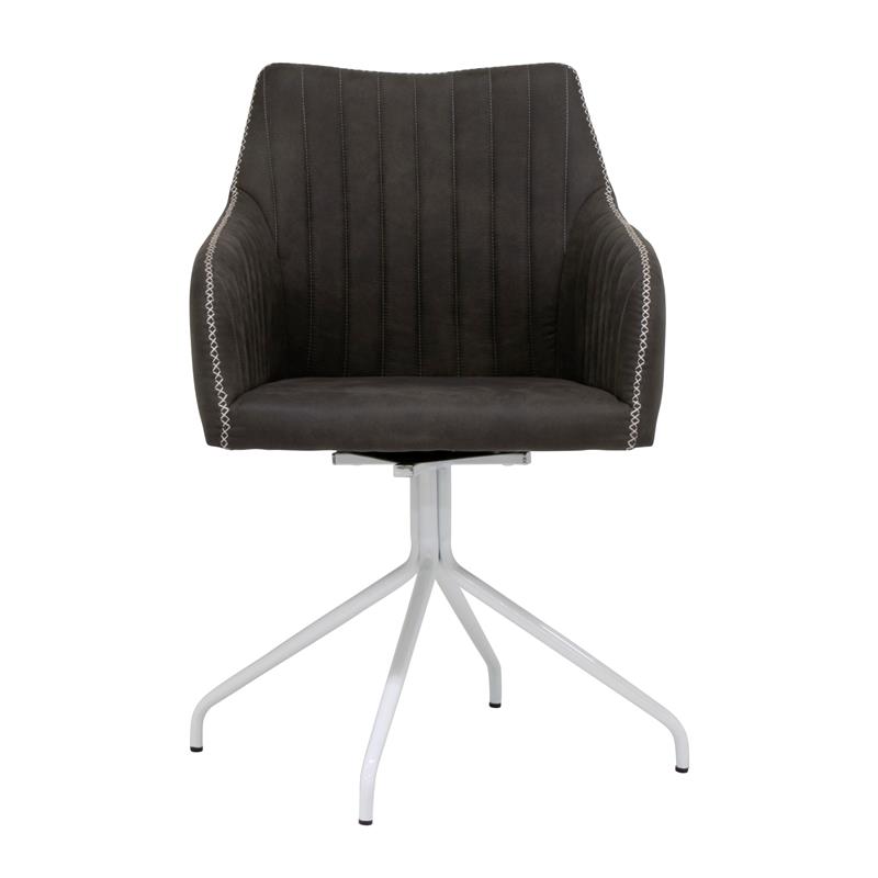 Calico Designs Adelaide Stainless Steel Swivel Accent Chair in White/Dark Gray