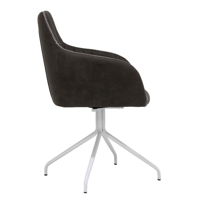 Calico Designs Adelaide Stainless Steel Swivel Accent Chair in White/Dark Gray