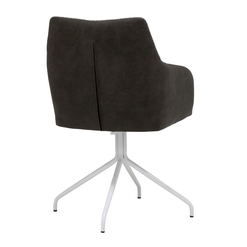 Calico Designs Adelaide Stainless Steel Swivel Accent Chair in White/Dark Gray