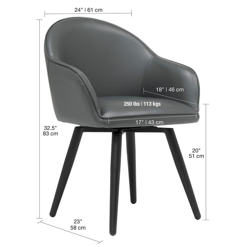 Studio Designs Home Dome Swivel Metal Accent Chair with Arms in Smoke Gray