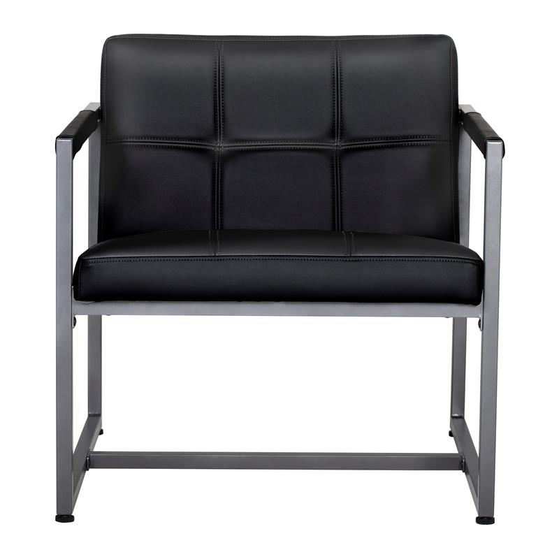 Studio Designs Home Camber Small Metal and Bonded Leather Accent Chair in Black