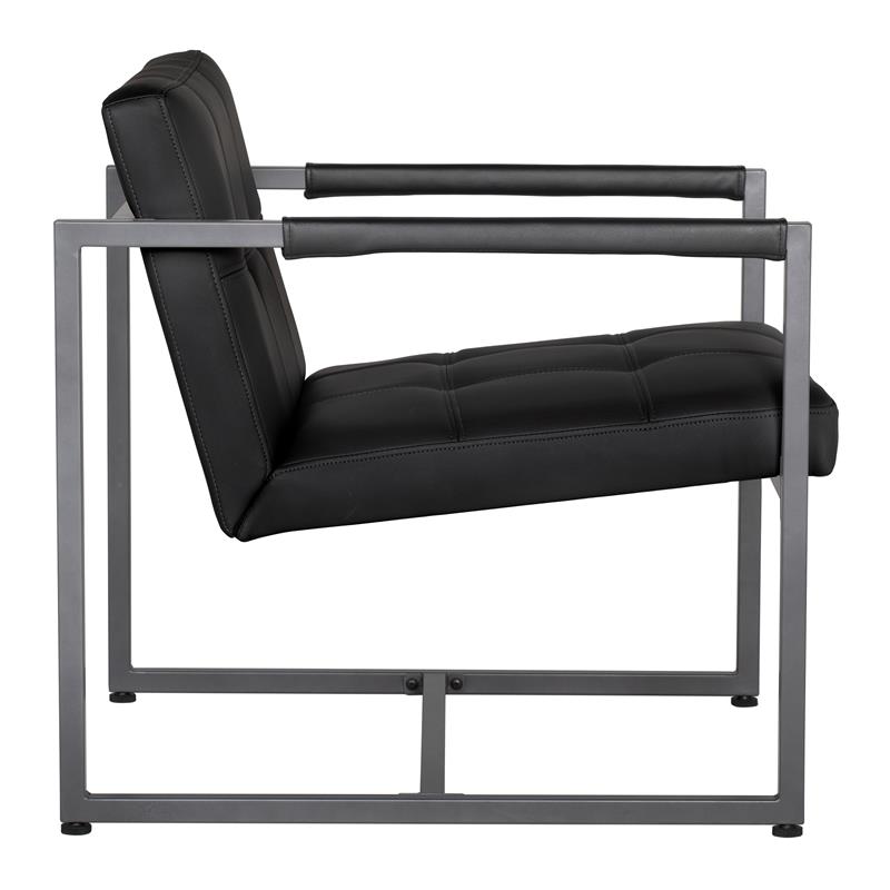 Studio Designs Home Camber Small Metal and Bonded Leather Accent Chair in Black