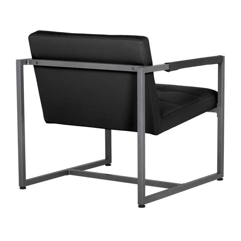 Studio Designs Home Camber Small Metal and Bonded Leather Accent Chair in Black
