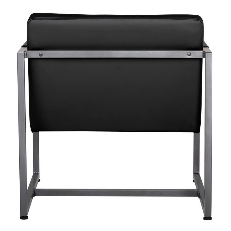 Studio Designs Home Camber Small Metal and Bonded Leather Accent Chair in Black