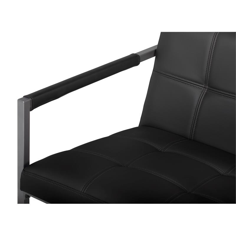 Studio Designs Home Camber Small Metal and Bonded Leather Accent Chair in Black