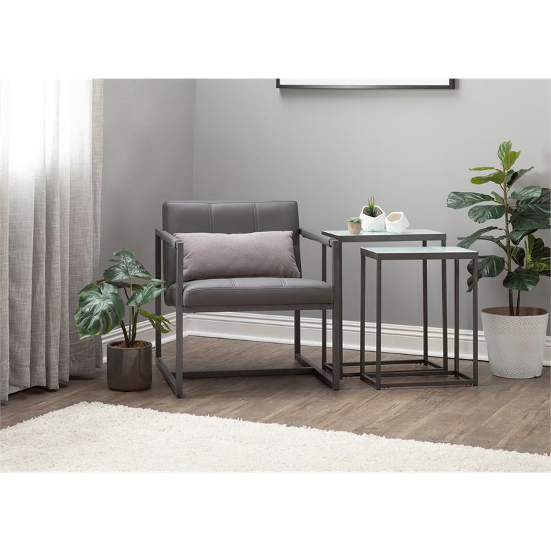 Studio Designs Home Camber Small Metal and Bonded Leather Accent Chair in Gray