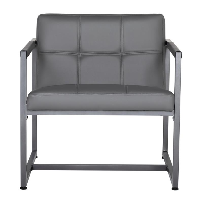 Studio Designs Home Camber Small Metal and Bonded Leather Accent Chair in Gray
