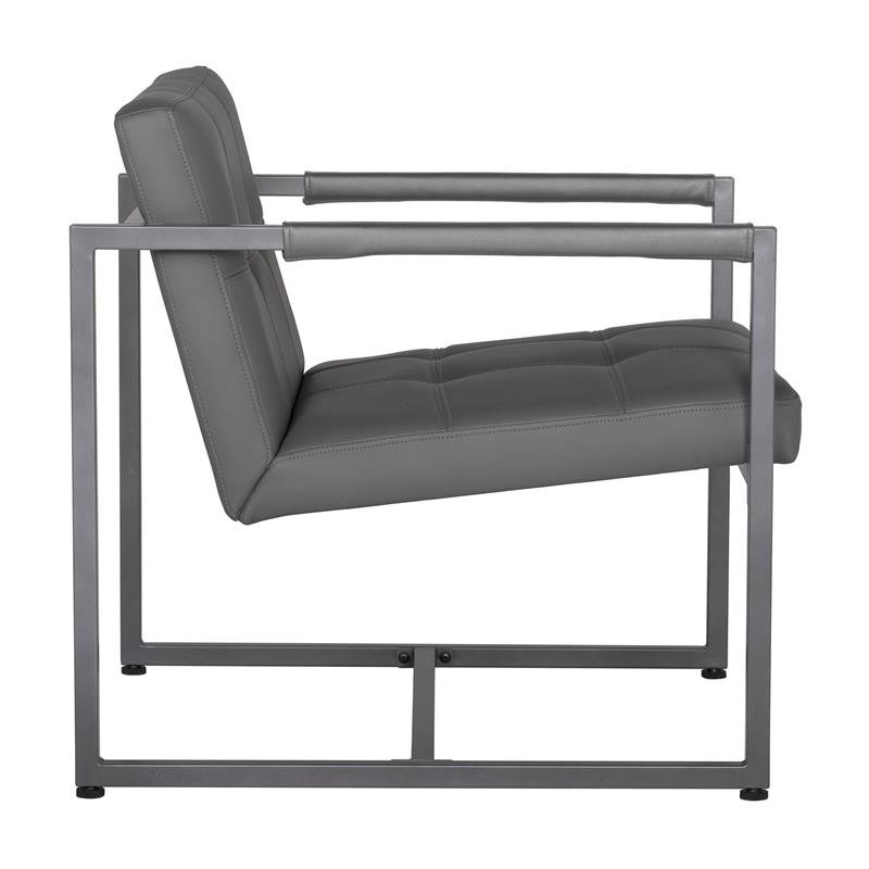 Studio Designs Home Camber Small Metal and Bonded Leather Accent Chair in Gray