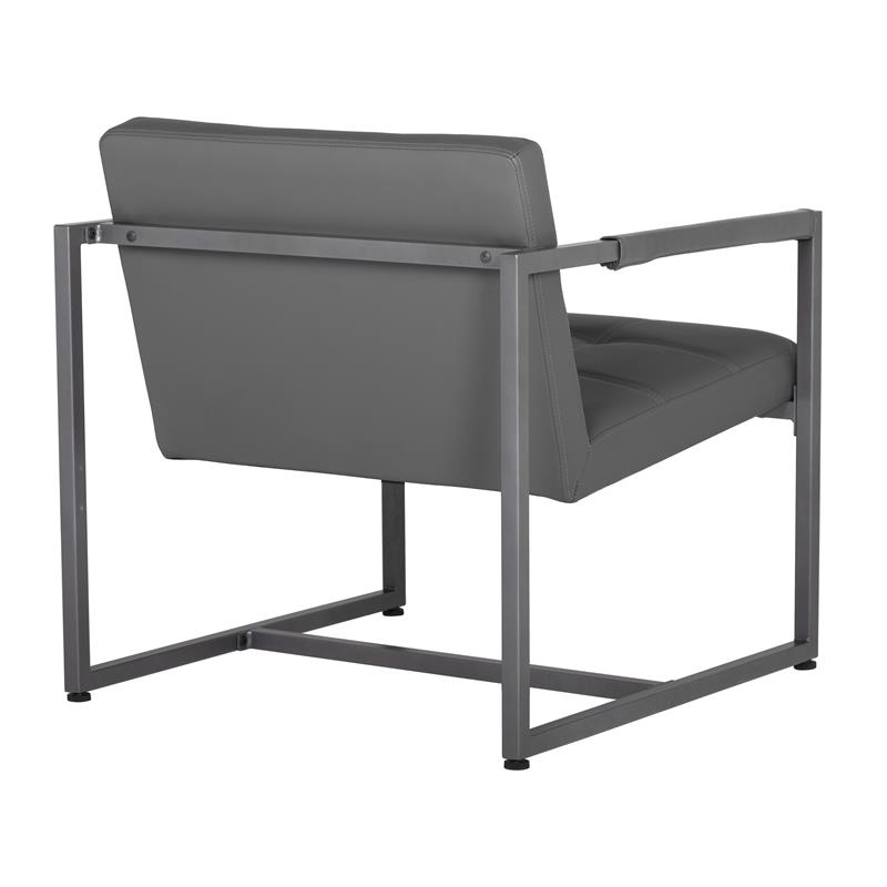 Studio Designs Home Camber Small Metal and Bonded Leather Accent Chair in Gray