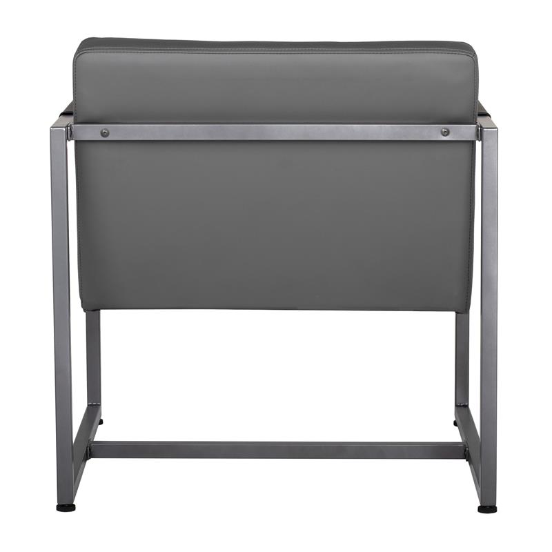 Studio Designs Home Camber Small Metal and Bonded Leather Accent Chair in Gray