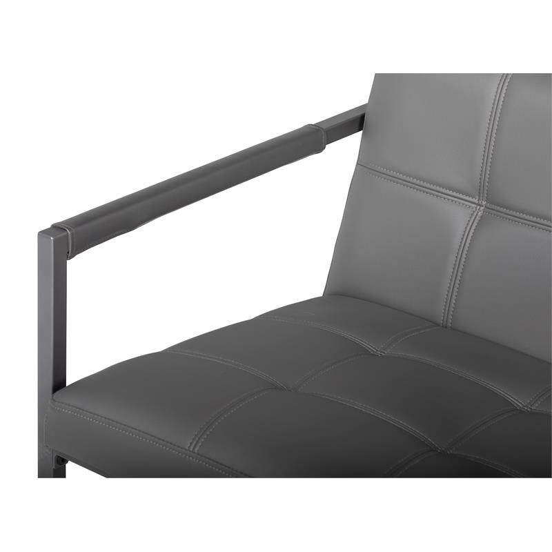 Studio Designs Home Camber Small Metal and Bonded Leather Accent Chair in Gray