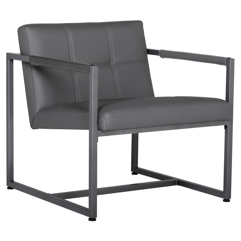 Studio Designs Home Camber Small Metal and Bonded Leather Accent Chair in Gray