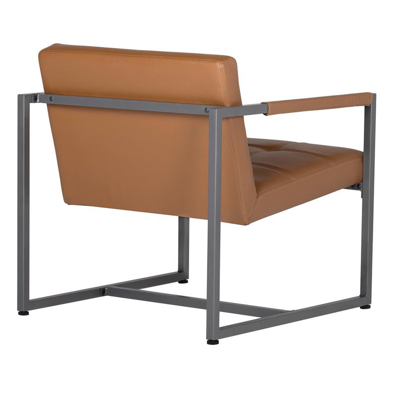 Studio Designs Home Camber Small Metal and Leather Accent Chair in Caramel