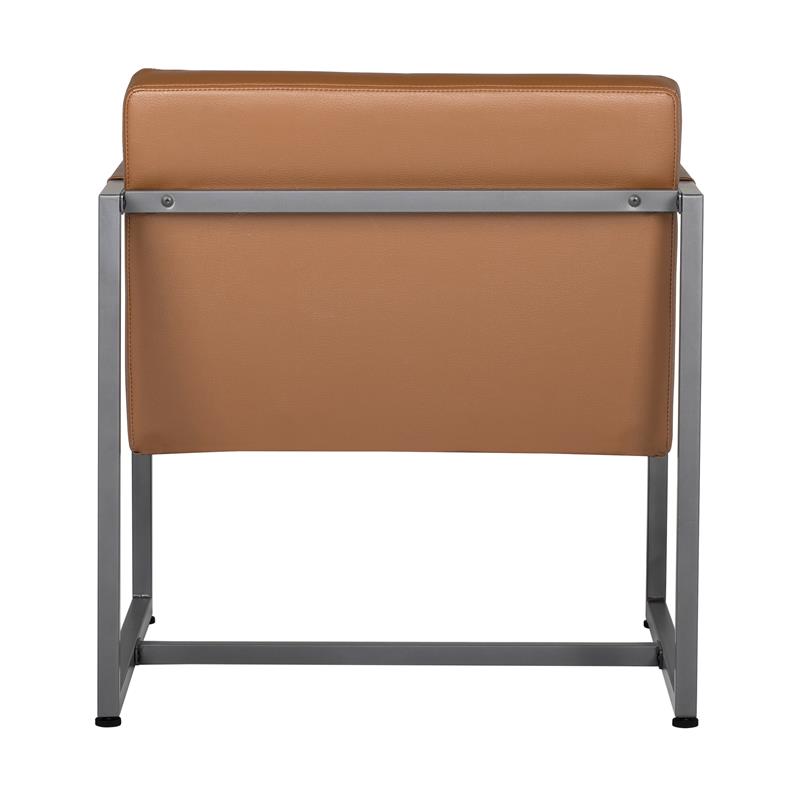 Studio Designs Home Camber Small Metal and Leather Accent Chair in Caramel