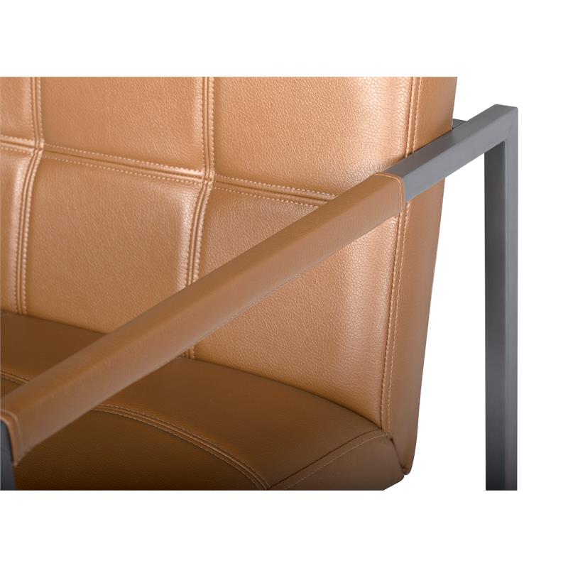 Studio Designs Home Camber Small Metal and Leather Accent Chair in Caramel
