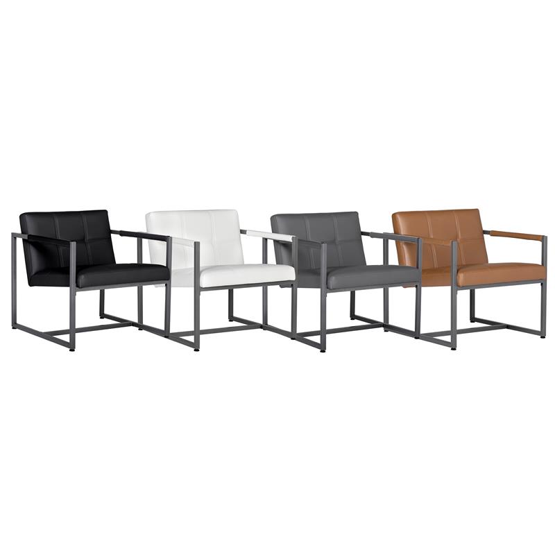 Studio Designs Home Camber Small Metal and Leather Accent Chair in Caramel