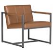 Studio Designs Home Camber Small Metal and Leather Accent Chair in Caramel