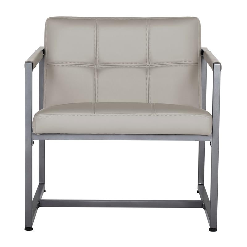 Studio Designs Home Camber Small Metal and Leather Accent Chair in Off White