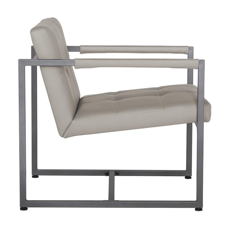 Studio Designs Home Camber Small Metal and Leather Accent Chair in Off White