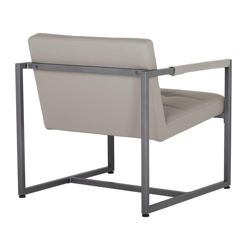 Studio Designs Home Camber Small Metal and Leather Accent Chair in Off White