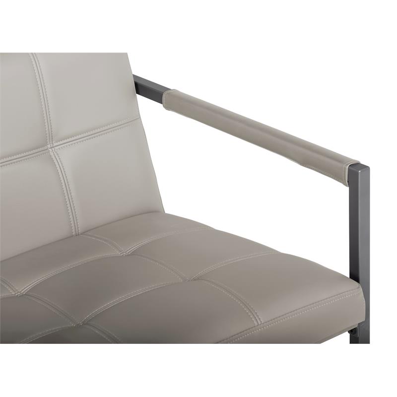Studio Designs Home Camber Small Metal and Leather Accent Chair in Off White