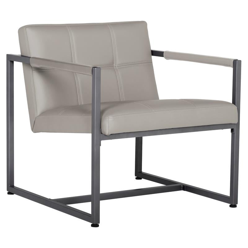 Studio Designs Home Camber Small Metal and Leather Accent Chair in Off White