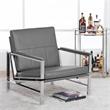 Studio Designs Home Atlas Bonded Leather Accent Arm Chair in Gray/Chrome